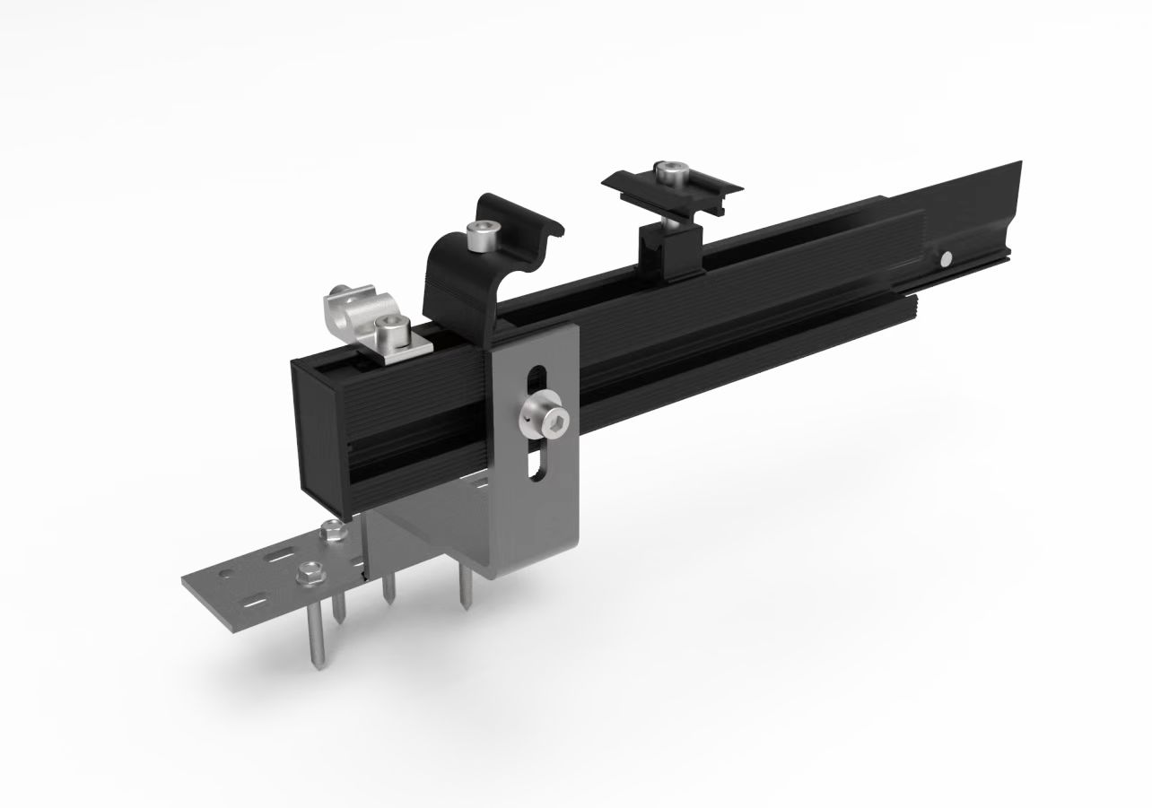 Montageset für 2 Module Dachpfannen Installation schwarz